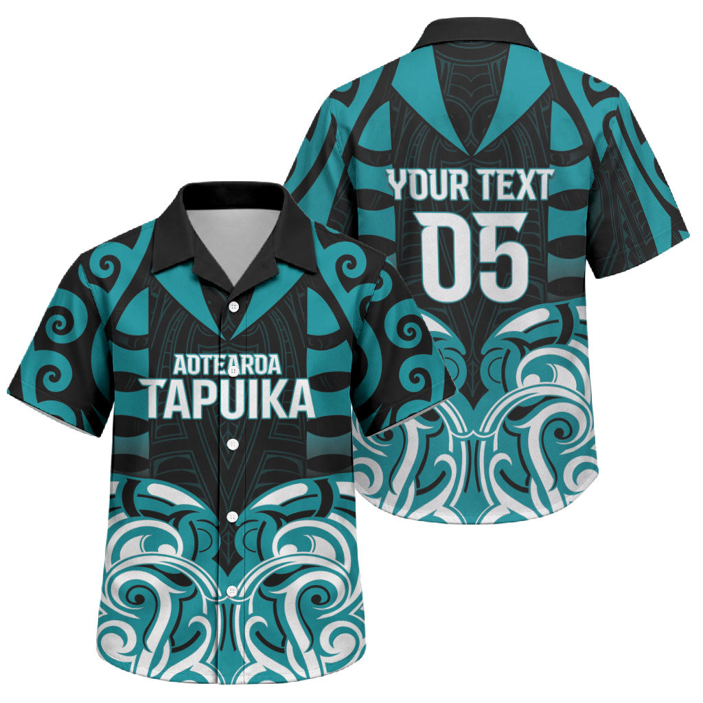 Custom Aotearoa Tapuika Family Matching Off Shoulder Maxi Dress and Hawaiian Shirt New Zealand Traditional Maori Pattern DT05 Son's Shirt Teal - Polynesian Pride