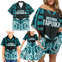 Custom Aotearoa Tapuika Family Matching Off Shoulder Short Dress and Hawaiian Shirt New Zealand Traditional Maori Pattern DT05 - Polynesian Pride