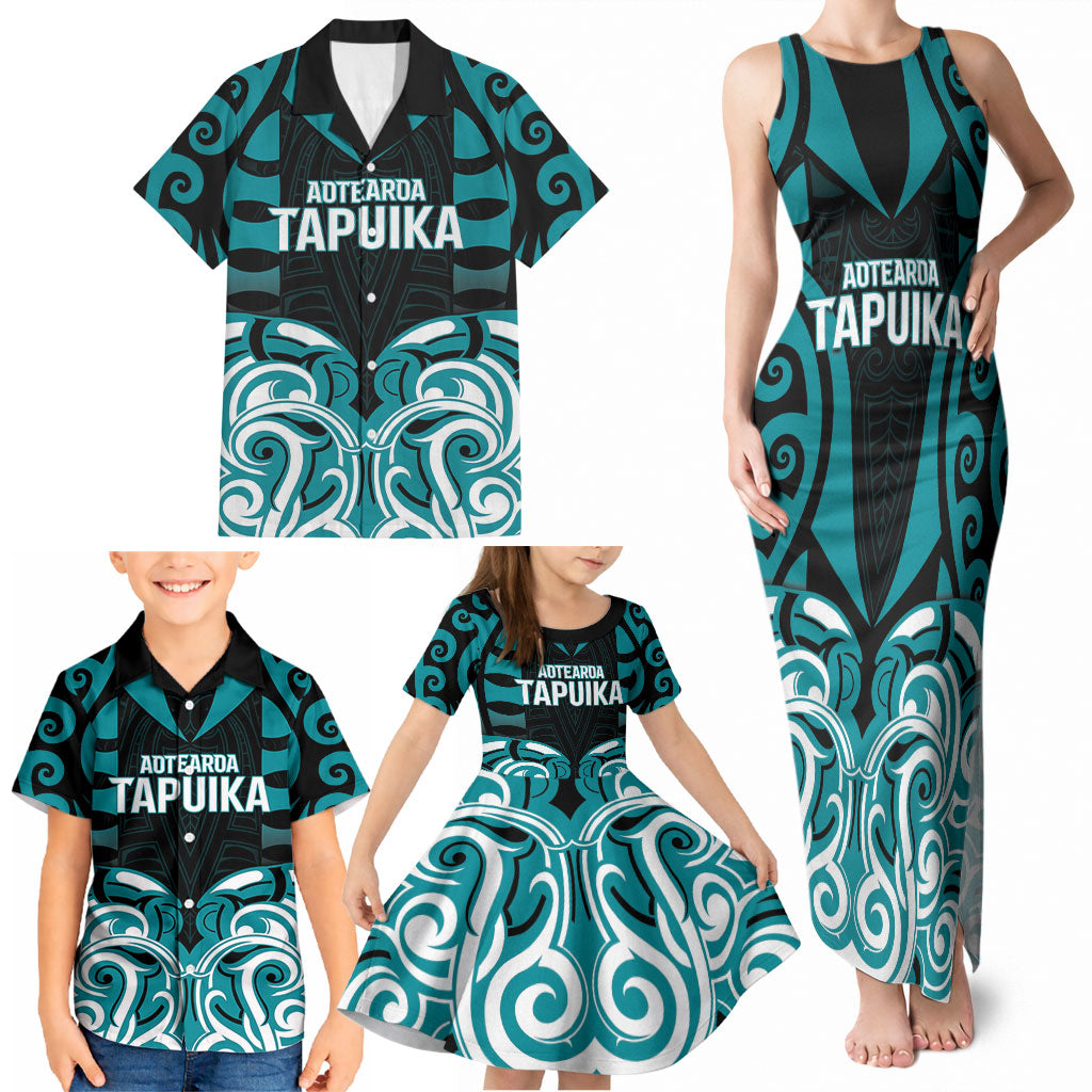 Custom Aotearoa Tapuika Family Matching Tank Maxi Dress and Hawaiian Shirt New Zealand Traditional Maori Pattern DT05 - Polynesian Pride
