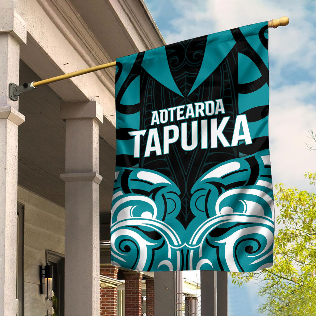 Aotearoa Tapuika Garden Flag New Zealand Traditional Maori Pattern DT05 House Flag Teal - Polynesian Pride