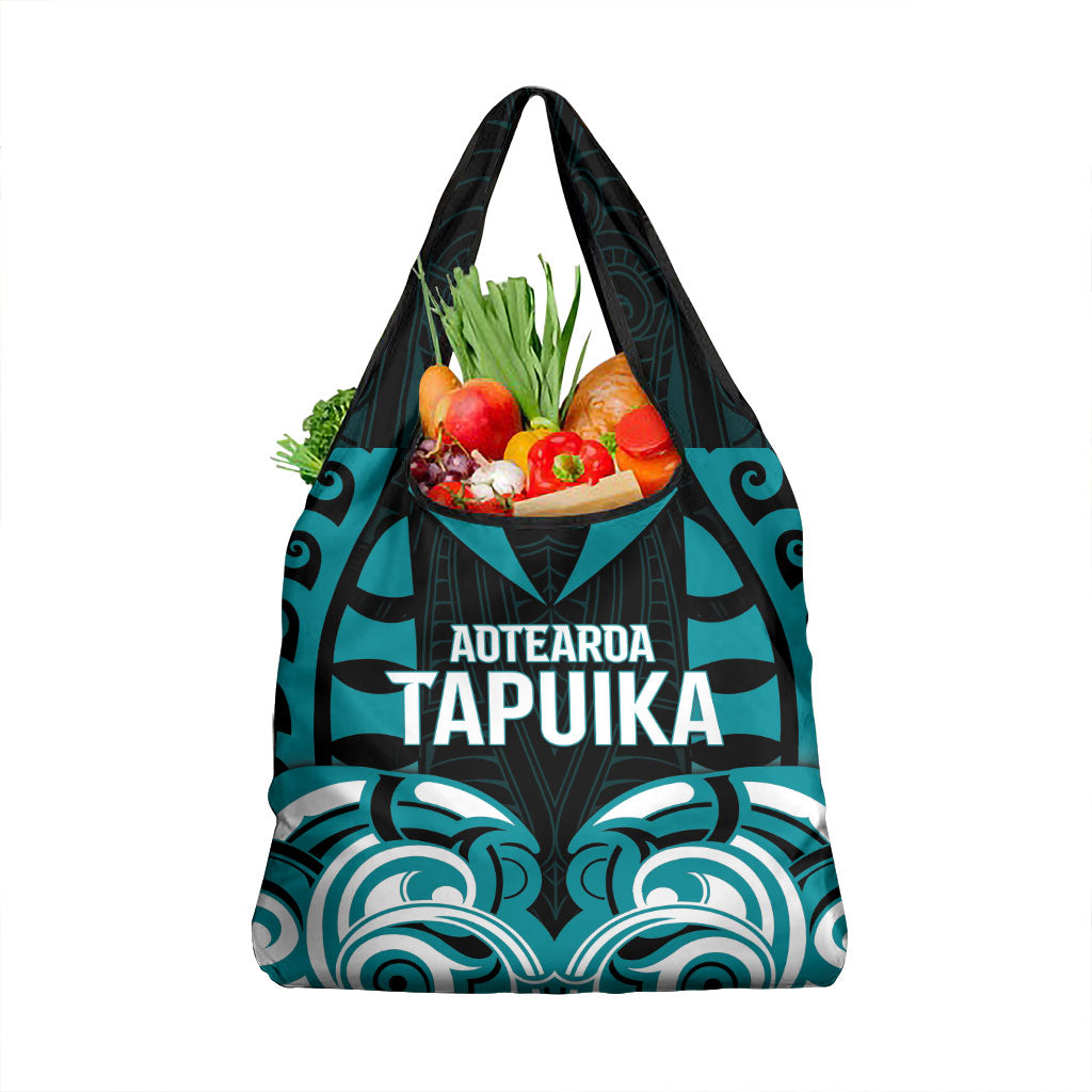 Aotearoa Tapuika Grocery Bag New Zealand Traditional Maori Pattern DT05 1-pack One Size Teal - Polynesian Pride