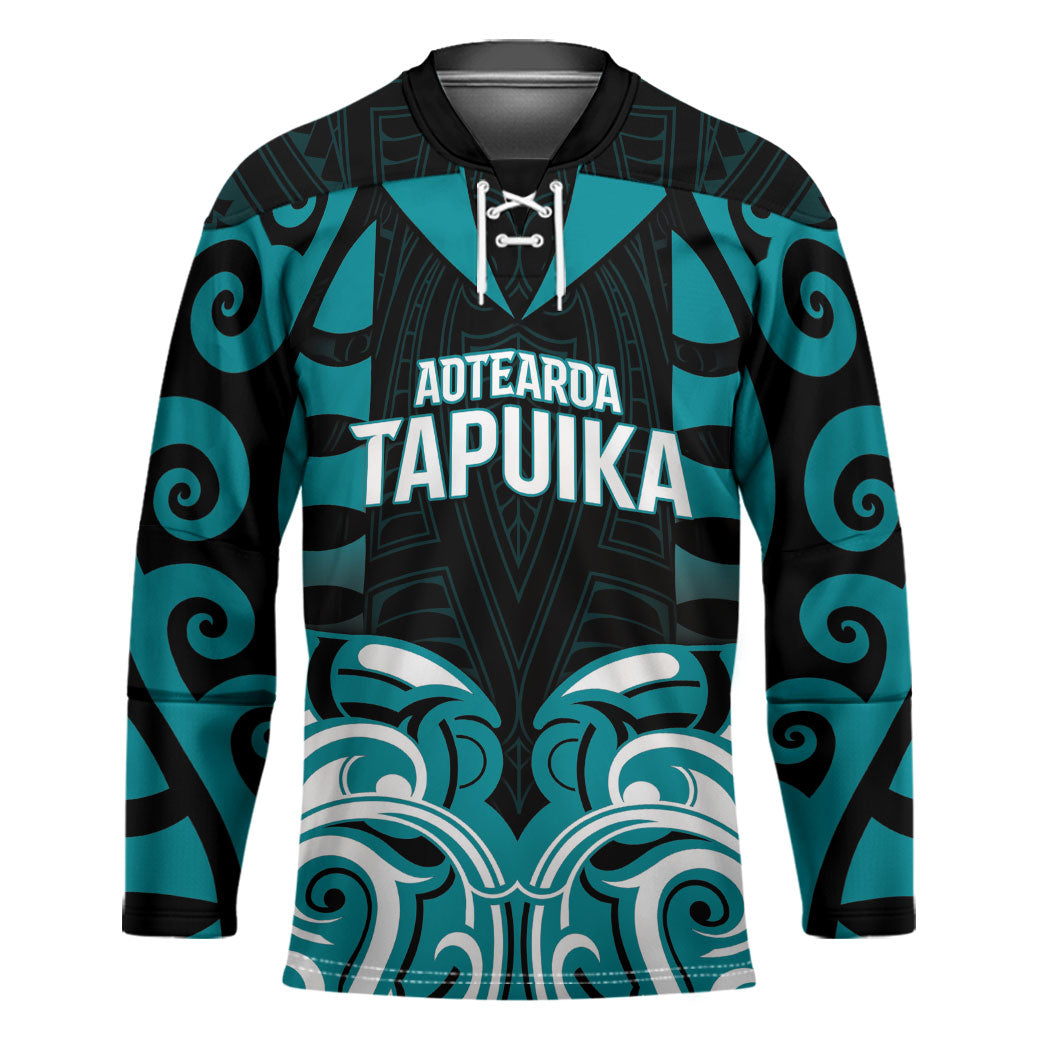 Custom Aotearoa Tapuika Hockey Jersey New Zealand Traditional Maori Pattern DT05 Unisex Teal - Polynesian Pride