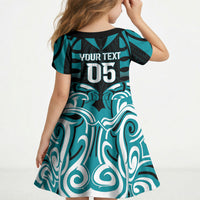 Custom Aotearoa Tapuika Kid Short Sleeve Dress New Zealand Traditional Maori Pattern DT05 - Polynesian Pride