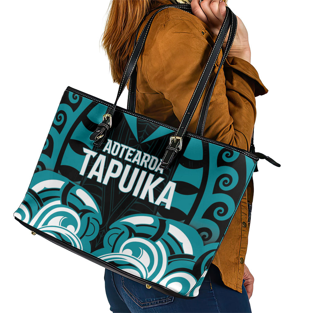 Aotearoa Tapuika Leather Tote Bag New Zealand Traditional Maori Pattern DT05 - Polynesian Pride