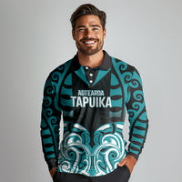 Custom Aotearoa Tapuika Long Sleeve Polo Shirt New Zealand Traditional Maori Pattern DT05 - Polynesian Pride