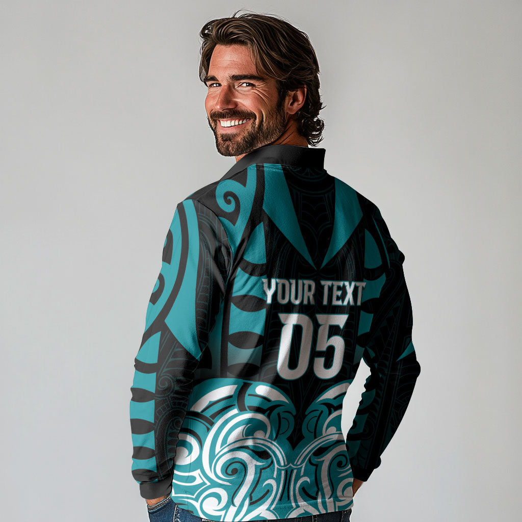 Custom Aotearoa Tapuika Long Sleeve Polo Shirt New Zealand Traditional Maori Pattern DT05 - Polynesian Pride