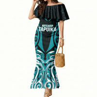 Custom Aotearoa Tapuika Mermaid Dress New Zealand Traditional Maori Pattern DT05 Women Teal - Polynesian Pride