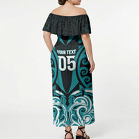 Custom Aotearoa Tapuika Off Shoulder Maxi Dress New Zealand Traditional Maori Pattern DT05 - Polynesian Pride