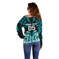 Custom Aotearoa Tapuika Off Shoulder Sweater New Zealand Traditional Maori Pattern DT05 - Polynesian Pride