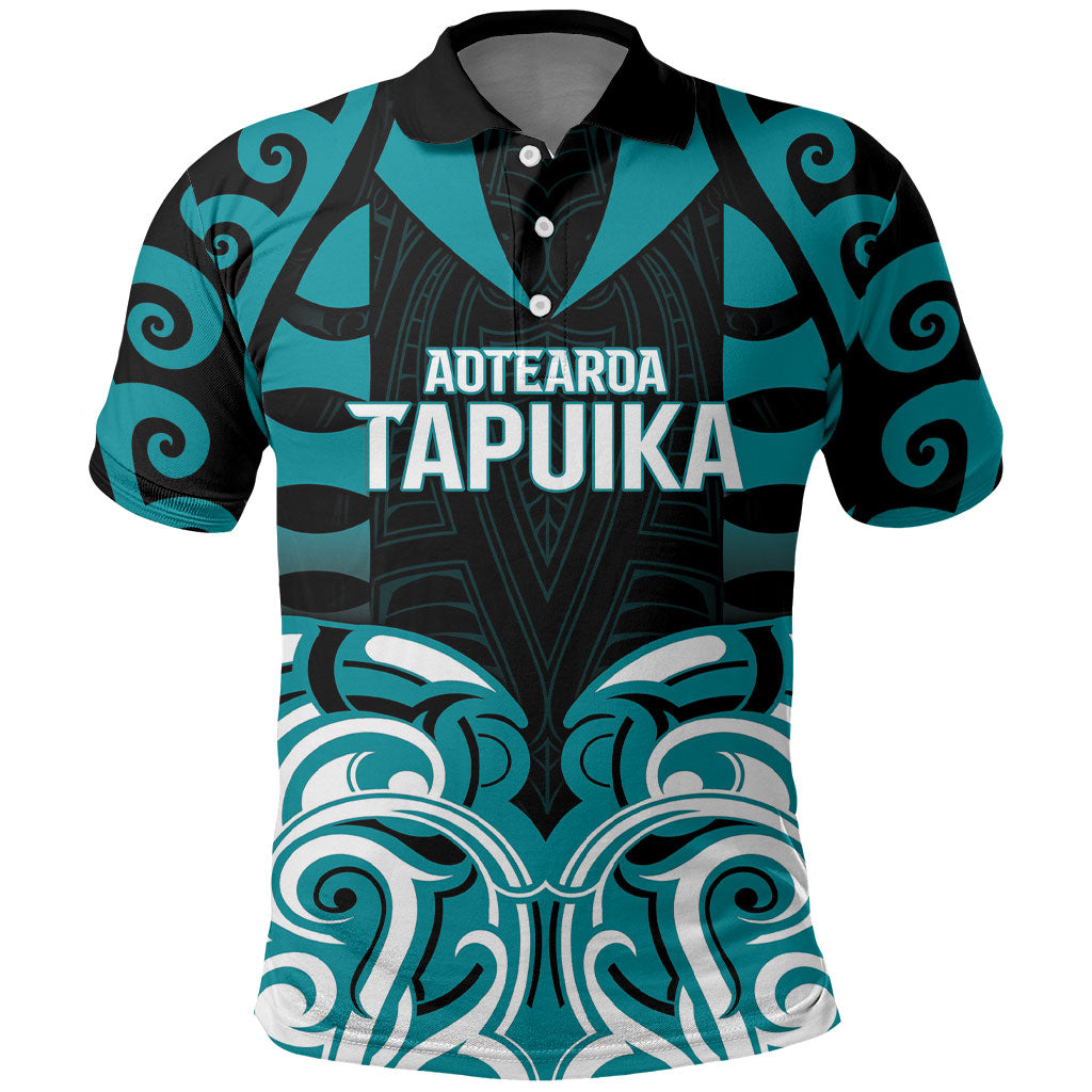 Custom Aotearoa Tapuika Polo Shirt New Zealand Traditional Maori Pattern DT05 Teal - Polynesian Pride