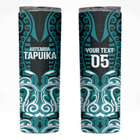 Custom Aotearoa Tapuika Skinny Tumbler New Zealand Traditional Maori Pattern DT05 Teal - Polynesian Pride