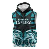 Custom Aotearoa Tapuika Sleeveless Hoodie New Zealand Traditional Maori Pattern DT05 Teal - Polynesian Pride