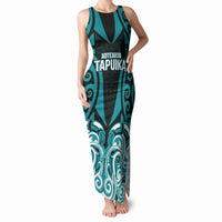 Custom Aotearoa Tapuika Tank Maxi Dress New Zealand Traditional Maori Pattern DT05 Women Teal - Polynesian Pride