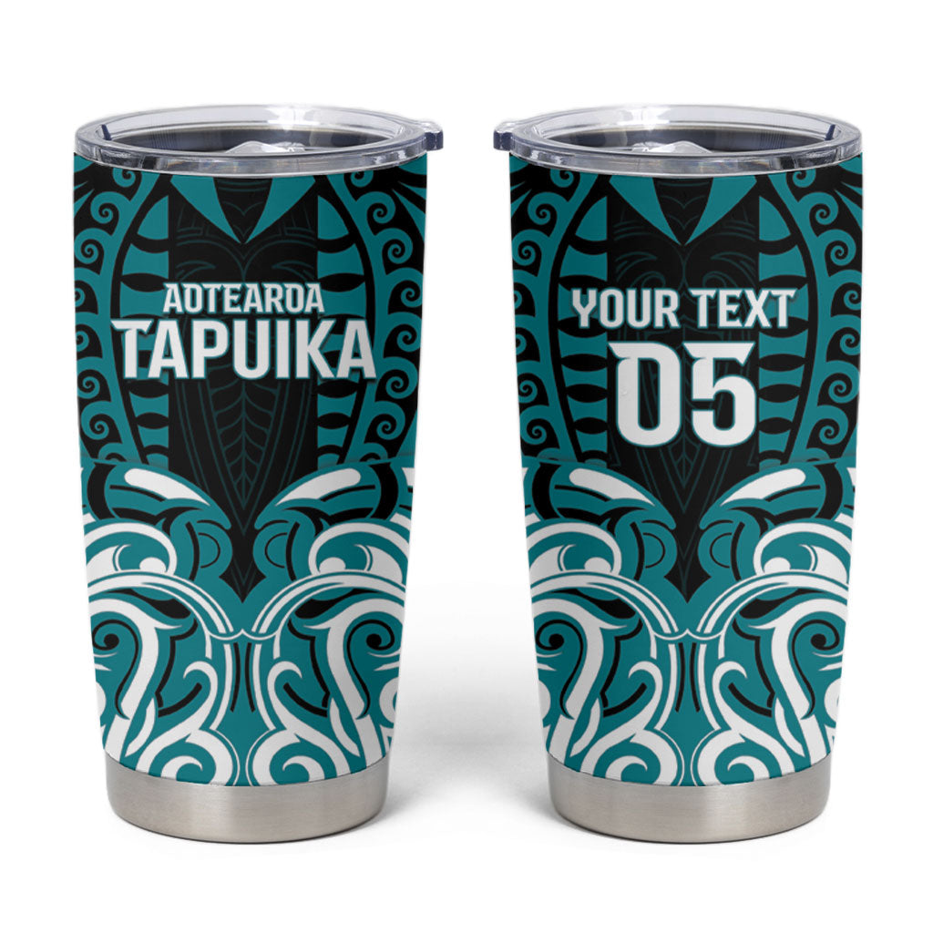 Custom Aotearoa Tapuika Tumbler Cup New Zealand Traditional Maori Pattern DT05 Teal - Polynesian Pride
