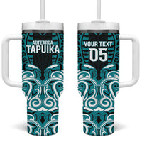 Custom Aotearoa Tapuika Tumbler With Handle New Zealand Traditional Maori Pattern DT05 One Size: 40 oz Teal - Polynesian Pride