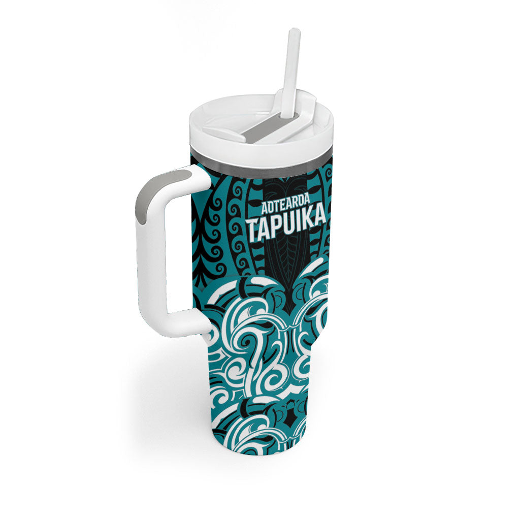Custom Aotearoa Tapuika Tumbler With Handle New Zealand Traditional Maori Pattern DT05 - Polynesian Pride