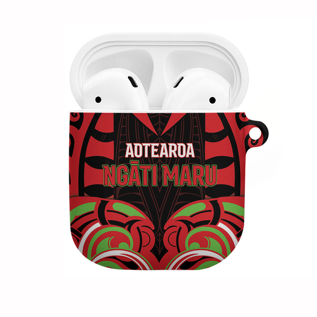 Aotearoa Ngati Maru AirPods Case New Zealand Traditional Maori Pattern DT05 Red - Polynesian Pride