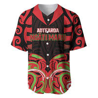 Custom Aotearoa Ngati Maru Baseball Jersey New Zealand Traditional Maori Pattern DT05 Red - Polynesian Pride