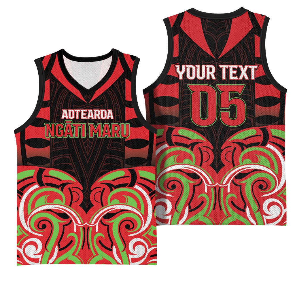 Custom Aotearoa Ngati Maru Basketball Jersey New Zealand Traditional Maori Pattern DT05 - Polynesian Pride