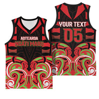 Custom Aotearoa Ngati Maru Basketball Jersey New Zealand Traditional Maori Pattern DT05 - Polynesian Pride