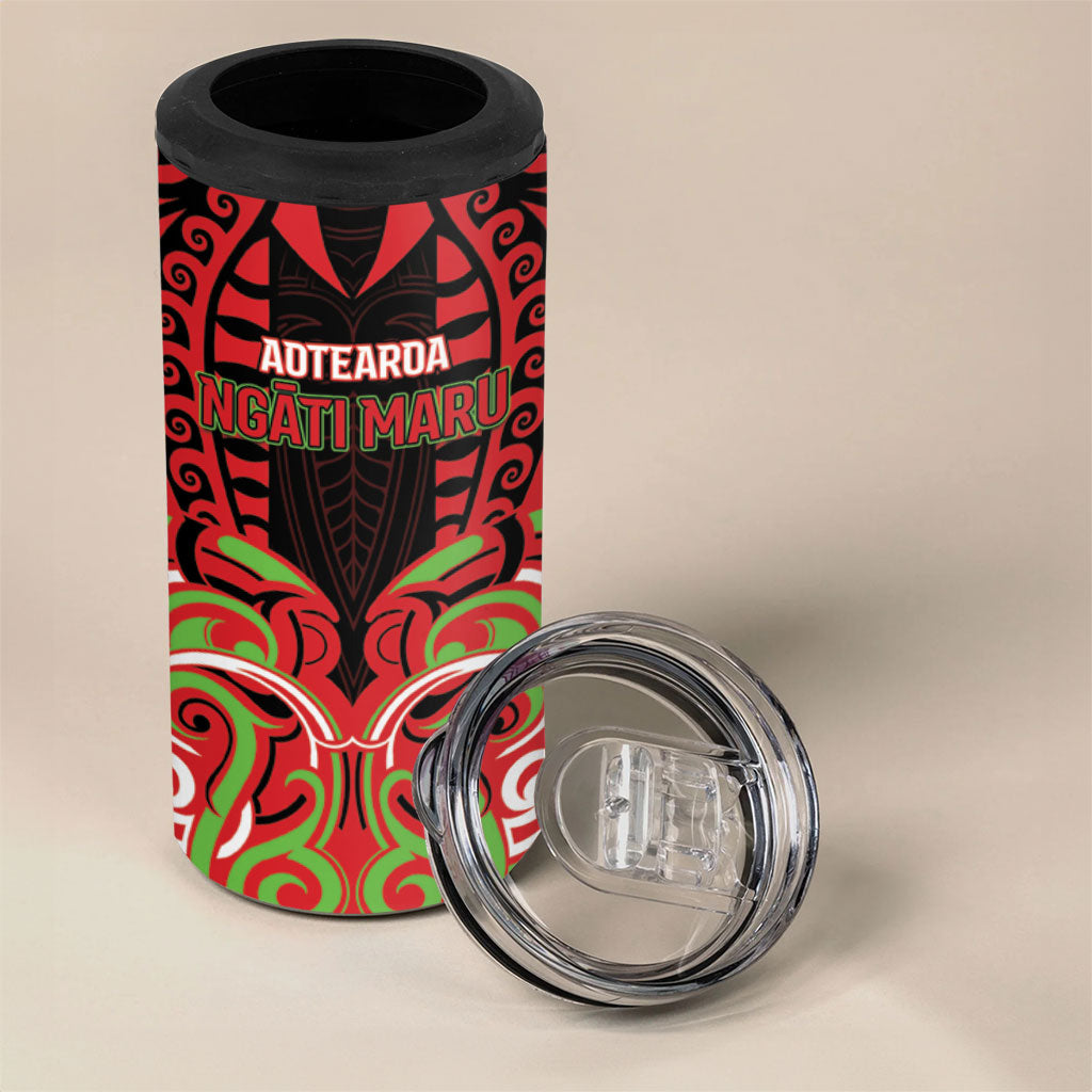 Custom Aotearoa Ngati Maru 4 in 1 Can Cooler Tumbler New Zealand Traditional Maori Pattern DT05 - Polynesian Pride