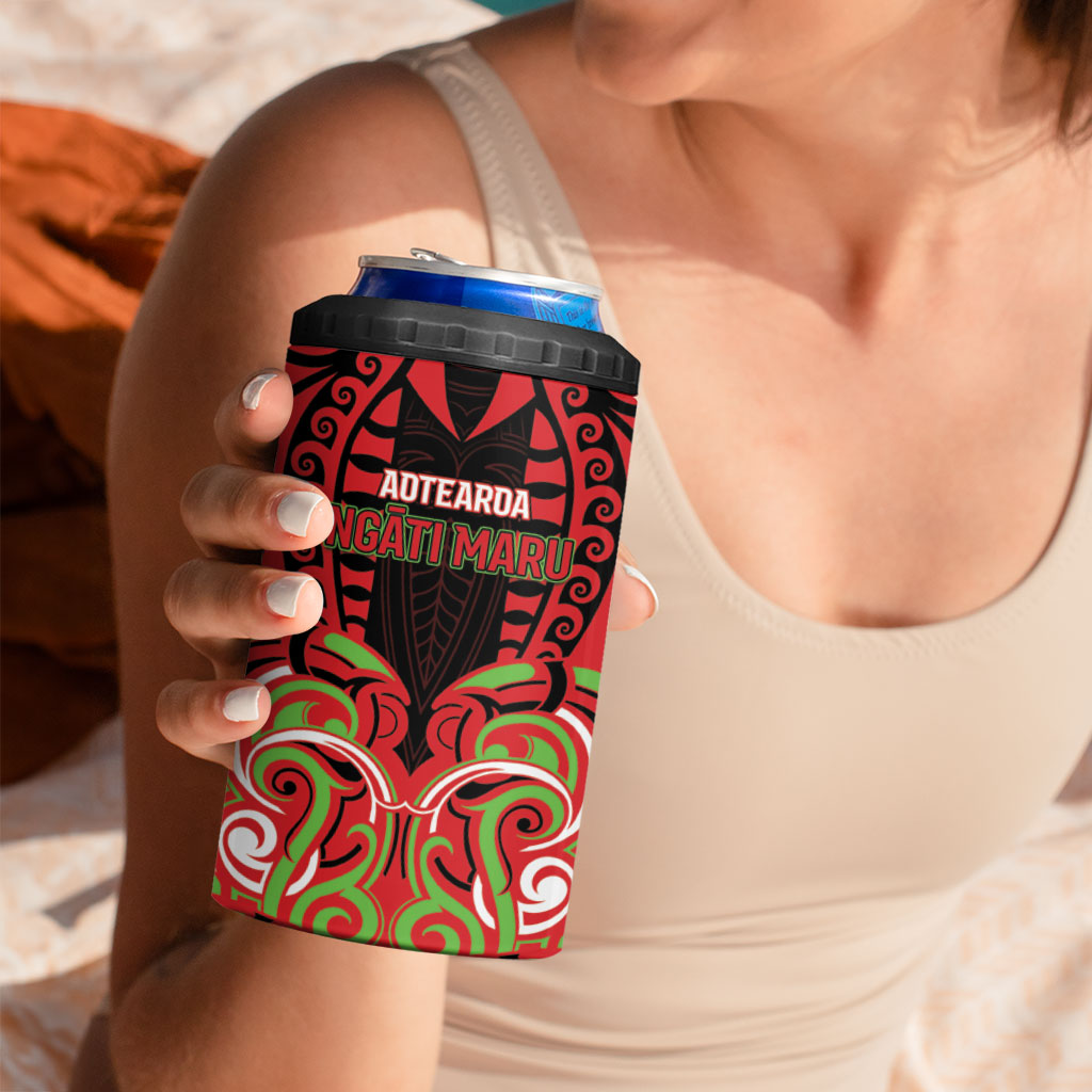 Custom Aotearoa Ngati Maru 4 in 1 Can Cooler Tumbler New Zealand Traditional Maori Pattern DT05 - Polynesian Pride