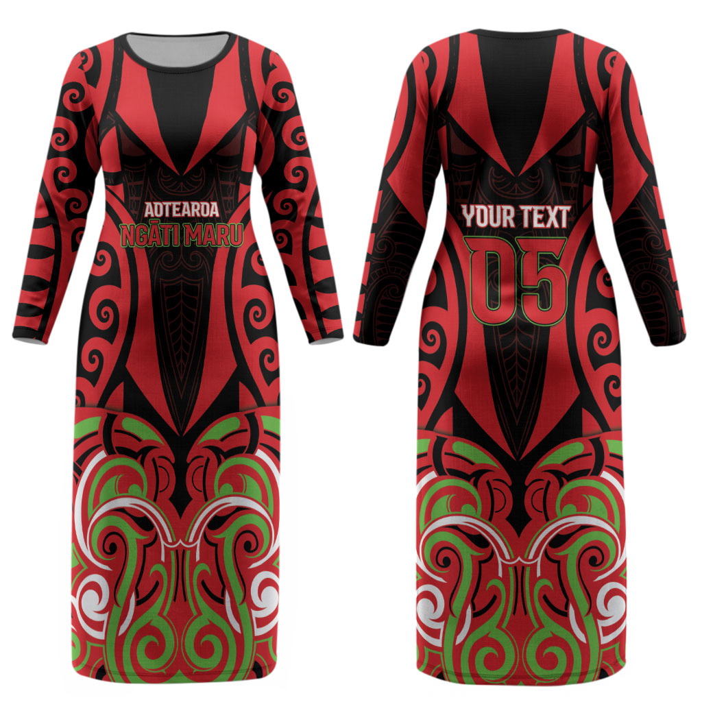 Custom Aotearoa Ngati Maru Couples Matching Long Sleeve Bodycon Dress and Hawaiian Shirt New Zealand Traditional Maori Pattern DT05 - Polynesian Pride