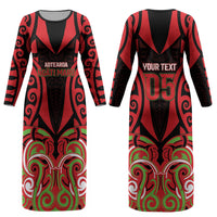Custom Aotearoa Ngati Maru Couples Matching Long Sleeve Bodycon Dress and Hawaiian Shirt New Zealand Traditional Maori Pattern DT05 - Polynesian Pride