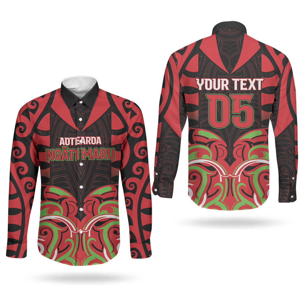 Custom Aotearoa Ngati Maru Couples Matching Off The Shoulder Long Sleeve Dress and Long Sleeve Button Shirt New Zealand Traditional Maori Pattern DT05 - Polynesian Pride