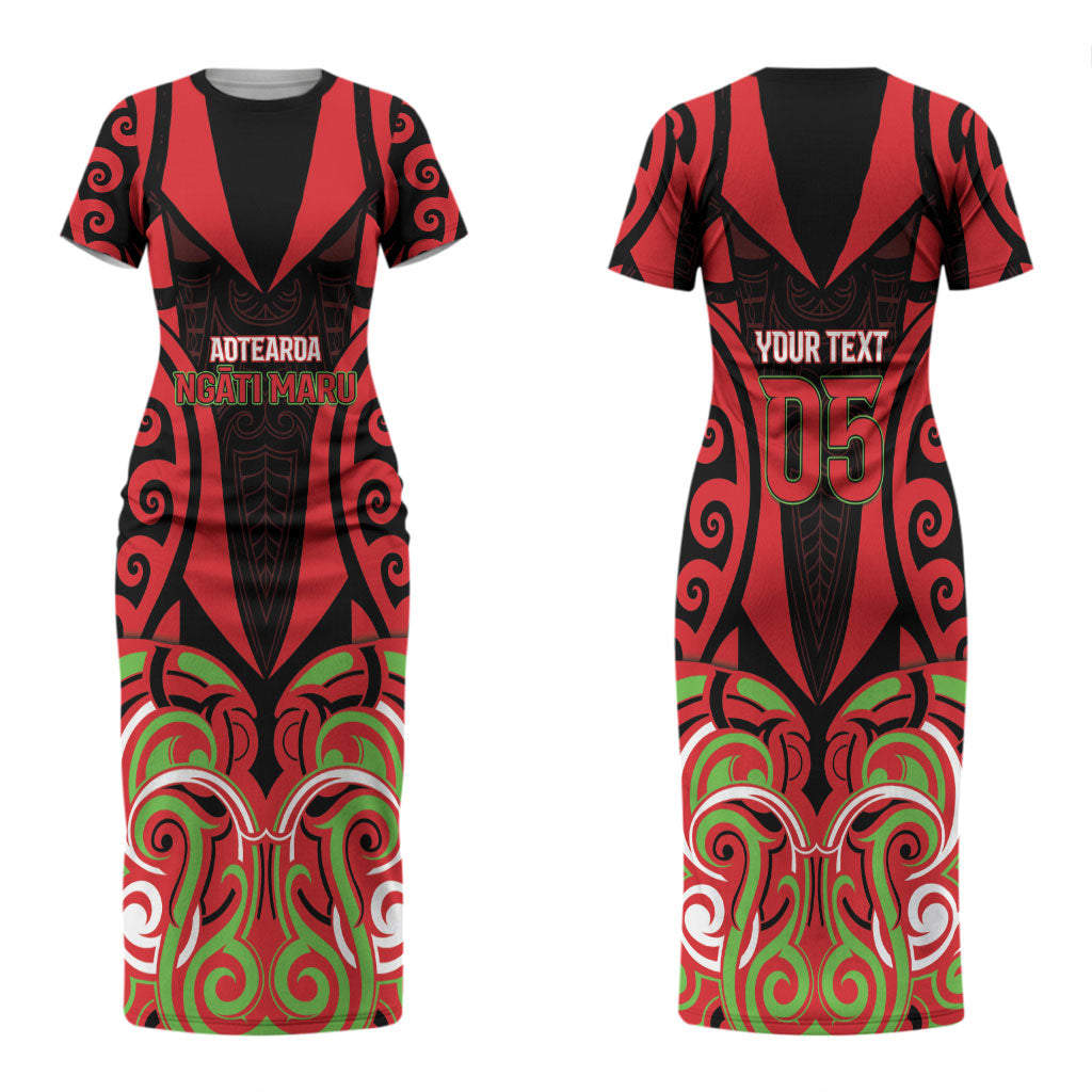 Custom Aotearoa Ngati Maru Couples Matching Short Sleeve Bodycon Dress and Hawaiian Shirt New Zealand Traditional Maori Pattern DT05 - Polynesian Pride