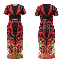 Custom Aotearoa Ngati Maru Couples Matching Short Sleeve Bodycon Dress and Hawaiian Shirt New Zealand Traditional Maori Pattern DT05 - Polynesian Pride