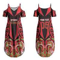 Custom Aotearoa Ngati Maru Couples Matching Summer Maxi Dress and Long Sleeve Button Shirt New Zealand Traditional Maori Pattern DT05 - Polynesian Pride