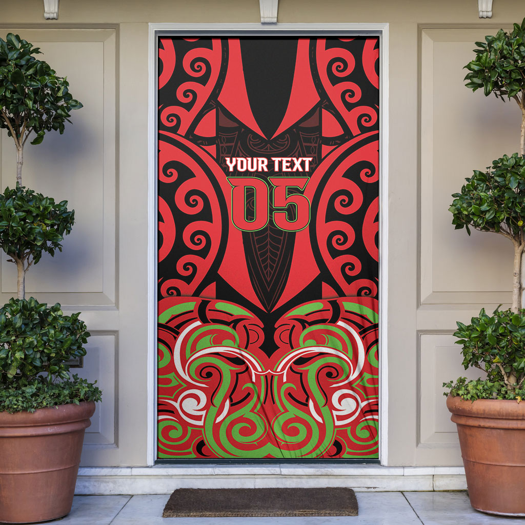 Custom Aotearoa Ngati Maru Door Cover New Zealand Traditional Maori Pattern DT05 Red - Polynesian Pride