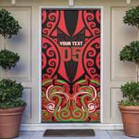 Custom Aotearoa Ngati Maru Door Cover New Zealand Traditional Maori Pattern DT05 Red - Polynesian Pride