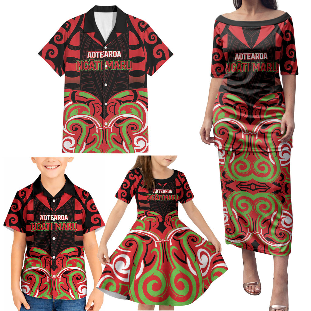 Custom Aotearoa Ngati Maru Family Matching Puletasi and Hawaiian Shirt New Zealand Traditional Maori Pattern DT05 - Polynesian Pride