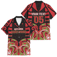 Custom Aotearoa Ngati Maru Family Matching Puletasi and Hawaiian Shirt New Zealand Traditional Maori Pattern DT05 Dad's Shirt - Short Sleeve Red - Polynesian Pride