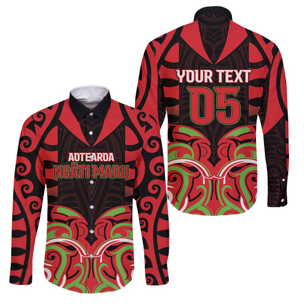Custom Aotearoa Ngati Maru Family Matching Puletasi and Hawaiian Shirt New Zealand Traditional Maori Pattern DT05 Dad's Shirt - Long Sleeve Red - Polynesian Pride