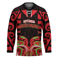 Custom Aotearoa Ngati Maru Hockey Jersey New Zealand Traditional Maori Pattern DT05 Unisex Red - Polynesian Pride
