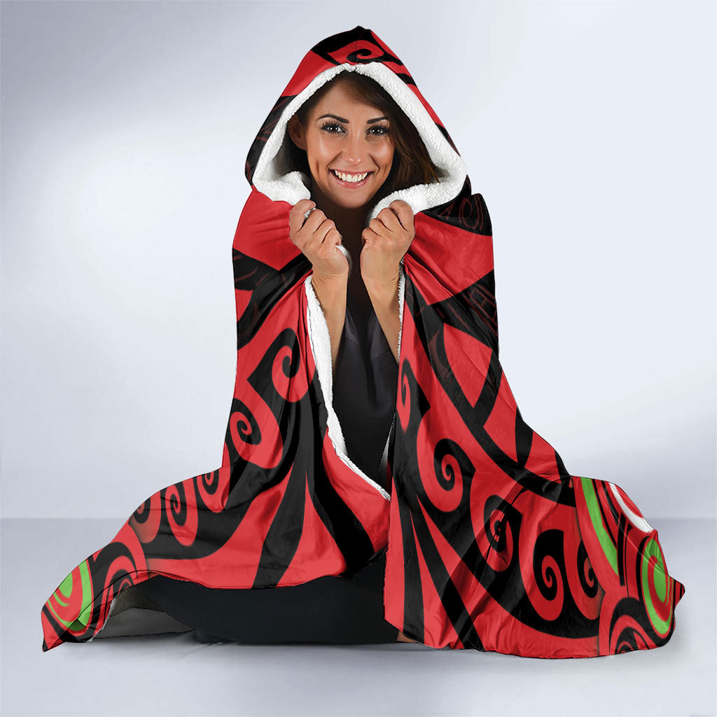 Aotearoa Ngati Maru Hooded Blanket New Zealand Traditional Maori Pattern DT05 - Polynesian Pride
