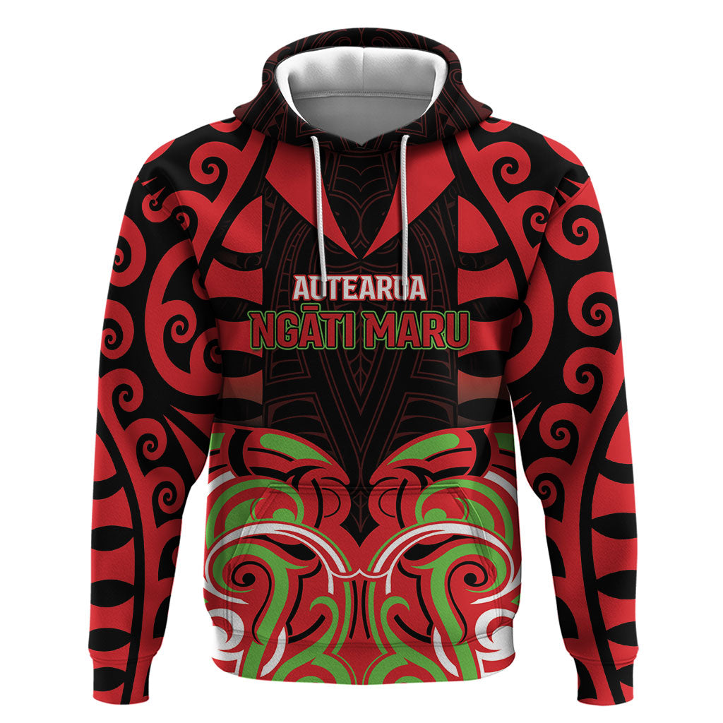 Custom Aotearoa Ngati Maru Hoodie New Zealand Traditional Maori Pattern DT05 Pullover Hoodie Red - Polynesian Pride