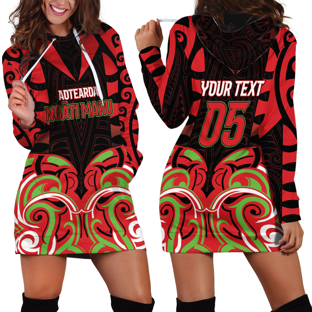 Custom Aotearoa Ngati Maru Hoodie Dress New Zealand Traditional Maori Pattern DT05 - Polynesian Pride
