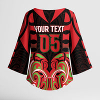 Custom Aotearoa Ngati Maru Kimono Sleeve Blouse New Zealand Traditional Maori Pattern DT05 - Polynesian Pride