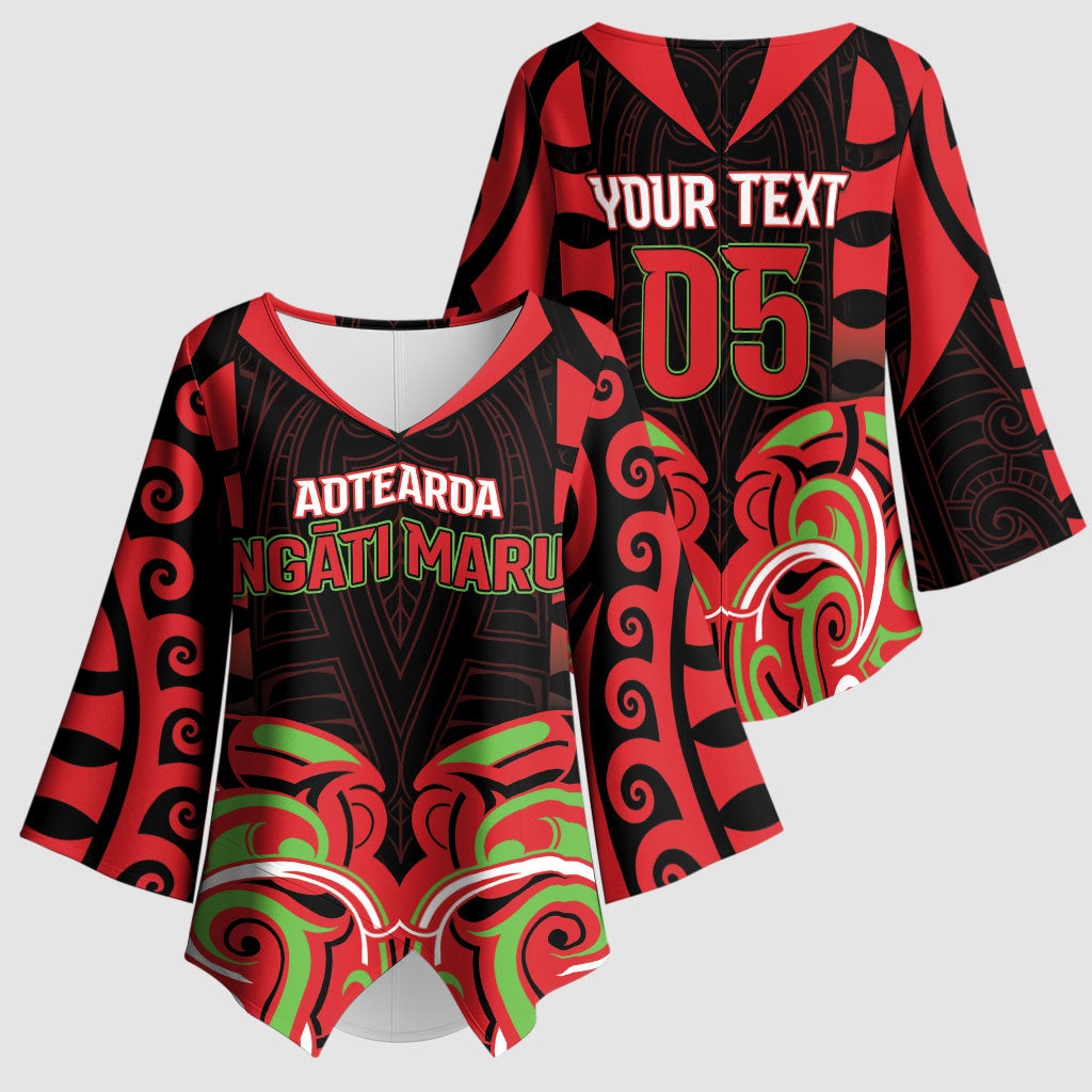 Custom Aotearoa Ngati Maru Kimono Sleeve Blouse New Zealand Traditional Maori Pattern DT05 - Polynesian Pride