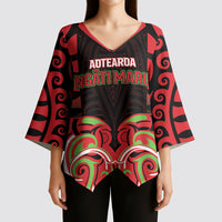 Custom Aotearoa Ngati Maru Kimono Sleeve Blouse New Zealand Traditional Maori Pattern DT05 - Polynesian Pride