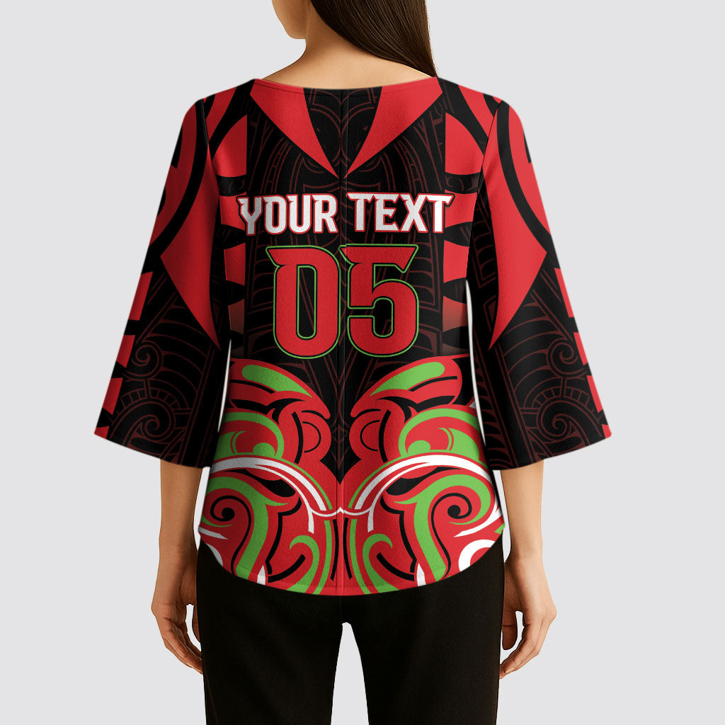 Custom Aotearoa Ngati Maru Kimono Sleeve Blouse New Zealand Traditional Maori Pattern DT05 - Polynesian Pride