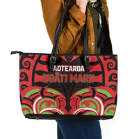 Aotearoa Ngati Maru Leather Tote Bag New Zealand Traditional Maori Pattern DT05 - Polynesian Pride