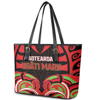 Aotearoa Ngati Maru Leather Tote Bag New Zealand Traditional Maori Pattern DT05 - Polynesian Pride