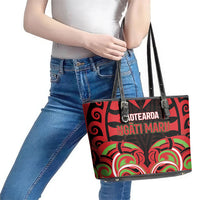 Aotearoa Ngati Maru Leather Tote Bag New Zealand Traditional Maori Pattern DT05 - Polynesian Pride