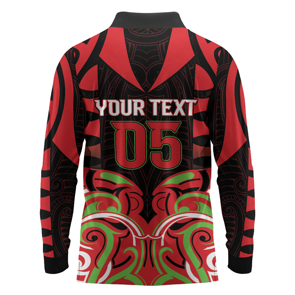 Custom Aotearoa Ngati Maru Long Sleeve Polo Shirt New Zealand Traditional Maori Pattern DT05 - Polynesian Pride