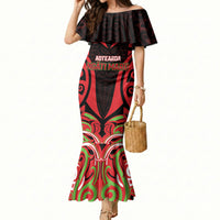 Custom Aotearoa Ngati Maru Mermaid Dress New Zealand Traditional Maori Pattern DT05 Women Red - Polynesian Pride